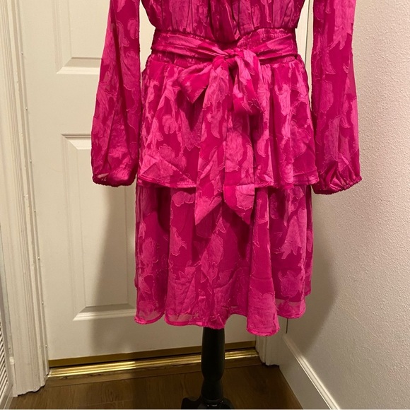 Band of the Free Women’s Pink Short Party Dress Long Sleeve Open Back New Large - Picture 5 of 16